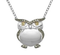 Yellow Diamond Accent Owl Pendant