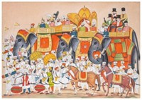 Very Large Indo-Persian Painting of a Procession.