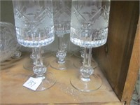 8 Cut Glass Crystal Wine Glasses