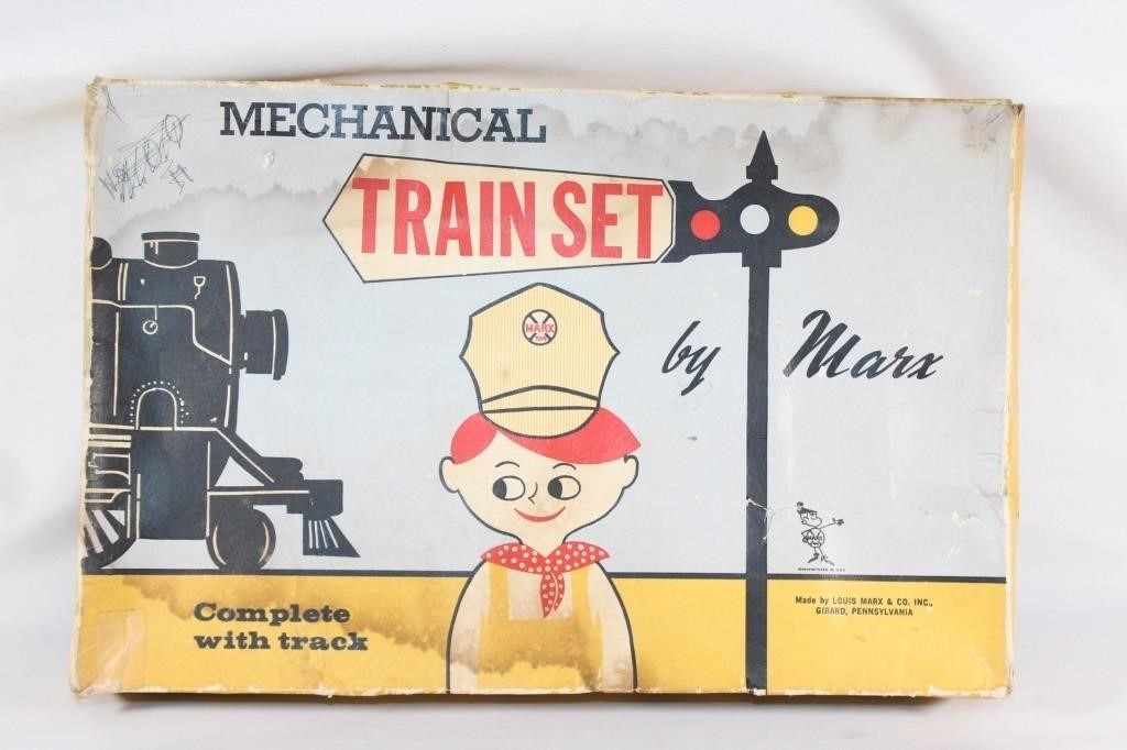 1940s-50s Marx Mechanical Train Set in Box w/key