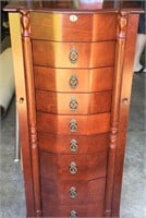 Wooden Jewelry Mirror Standing Cabinet Armoire Key
