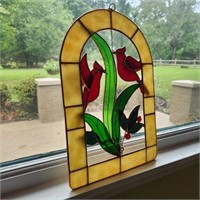 Faux Stained Glass Cardinal Suncatcher