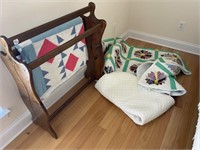QUILT RACK & QUILTS ARE HANDSTICHED AND FULL SIZED