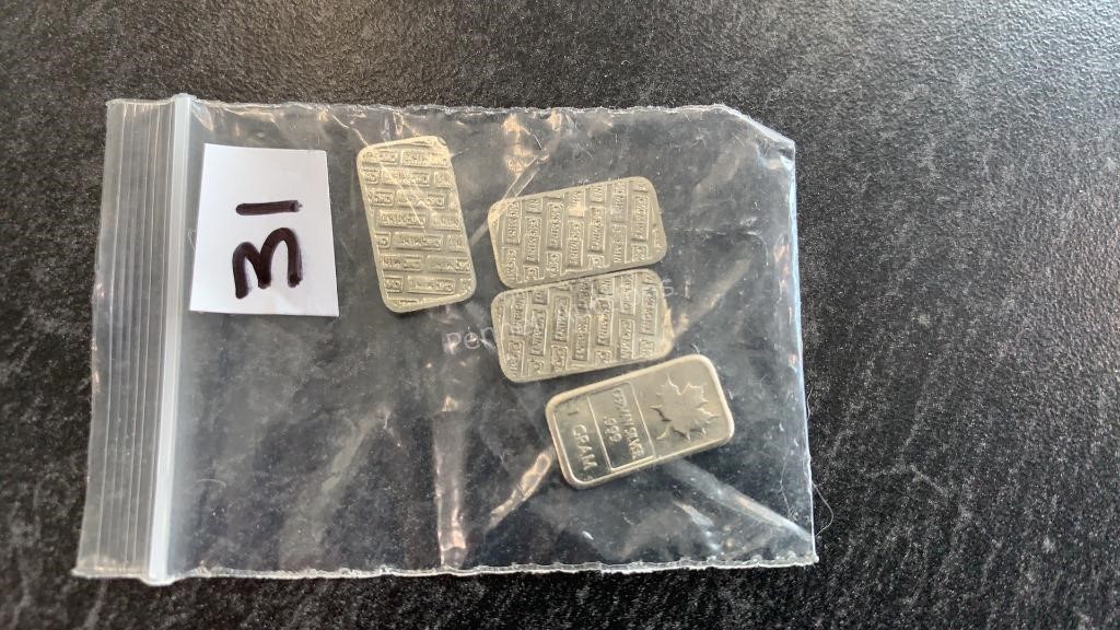 (4) 1 Gram German Silver Bars