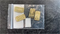 (4) 1 Gram Gold Plated Silvers Bars