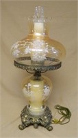 Vintage Glass and Brass Table Lamp.