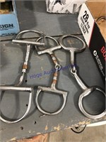 3 HORSE BITS--PAIR OF D-RING SNAFFLE W/ COPPER,