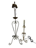 Group of 2 French Iron Table Lamps with 3 Legs