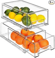 Sorbus Clear Stackable Fridge Drawer Bins - Pull O