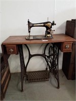 Antique  singer sewing machine and table
