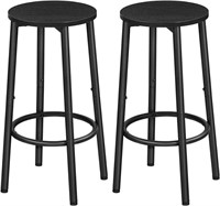 Set of 2 Round Stools with Footrest Bar Chairs