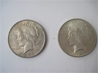 Lot of 2 Silver Peace Dollars 1922/23