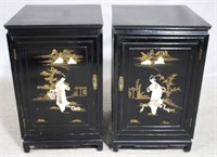 Pair Chinoiserie bedside stands