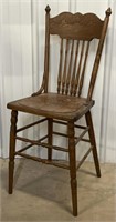 Antique Wood Carved Back Child's High Chair