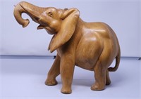 Large Heavy Wood Carved Elephant 18" x 13" tall