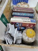Box lot books and shells