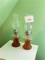 2 glass oil lanterns
