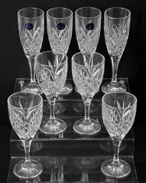 8pc (2 Types) "Brilliant" Crystal Wine Glasses