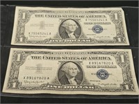 2- $1 Dollar Silver Certificates