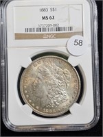 1883 Morgan Dollar NGC MS62