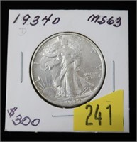 1934-D Walking Liberty half dollar, gem BU
