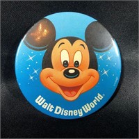 Vintage Disney World Button Pin Mickey Blue