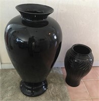 Pair of Black Floor Vases