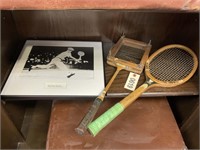 PAIR OF VINTAGE TENNIS RACQUETS WITH MINOR DAMAGE