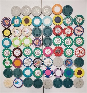 62 Mixed Foreign, Cruise, Indian, Vintage Chips