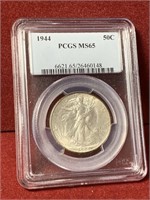 1944 US SILVER WALKING LIBERTY HALF PCGS MS65