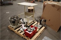 Feeder Bowl, (2) Microscopes, Rolling Table 34"x30