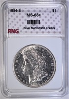 1894-S MORGAN DOLLAR RNG CH BU+