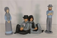 3 Amish Figurines