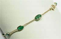 #23 14K Yellow Gold 9 Emerald Bracelet
