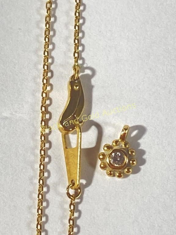 18K Gold Necklace (Broken) & Moissanite Pendant