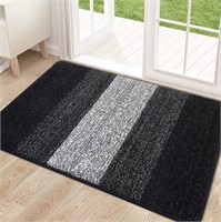 WF514  Buganda Striped Indoor Doormat, 20x32, Blac