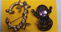 2 Broaches 1 Antique Victorian 1 is VTG Sara Coven