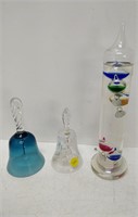 galileo thermometer and 2 glass bells