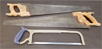 Pair of Hand Saws & Hack Saw