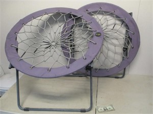 2 Purple Bunjo Collapsible Bungee Cord Chairs