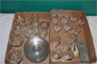 Glass lot 3 - 6" saucers, 8 - 6" plates, stemware,