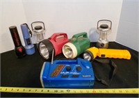 8 handheld flashlights and 2 mini lanterns