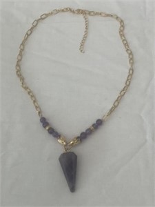 African Amethyst Paper Clip Necklace