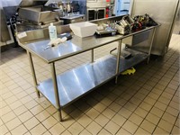 Stainless Steel Table w/ Backsplash and Drawer