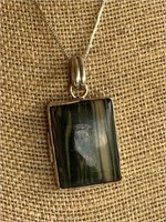 Sterling Silver Necklace w/ Polished Stone