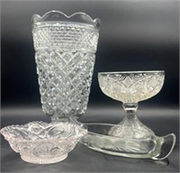 4pc Crystal Etched Bowls/Vases