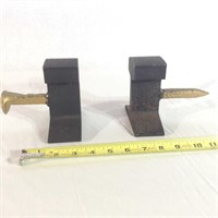 Pair of Railroad Tie and Spike book ends