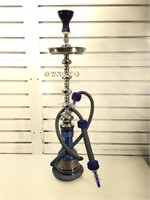 Hookah, complete , 30 inches H, blue glass base