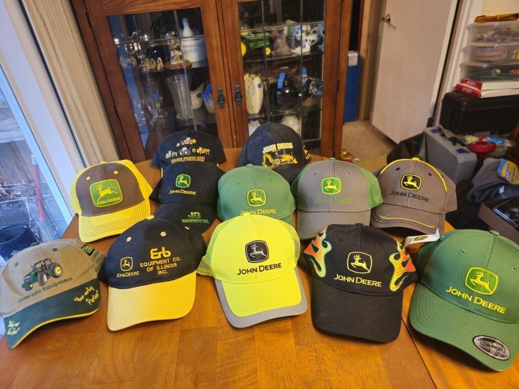 12 John Deere Hats. Baseball, Trucker, etc.