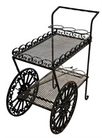 Decorative Black Wrought Iron Tea Cart